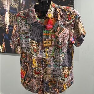 Men's Multicolor Printed Short-Sleeve Shirt
